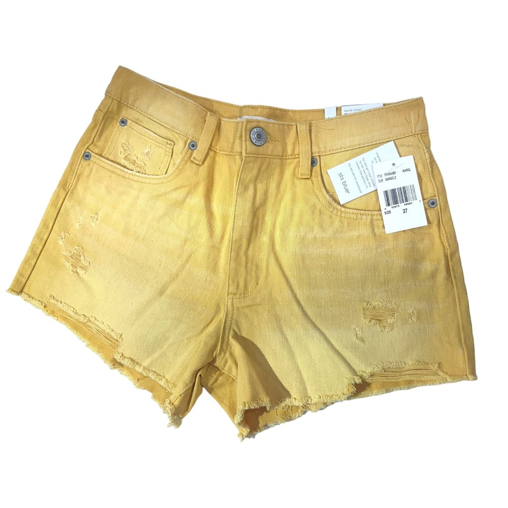 STS Blue NWT Layne High Rise Shorts Cut-Off Denim Raw Hem Marigold Size 27